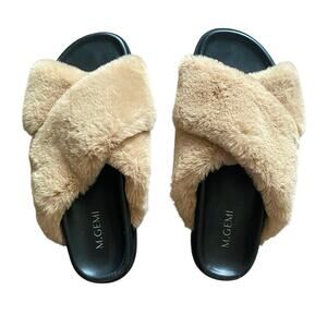 M. Gemi The Pia Italian leather faux fur slides size 39.5